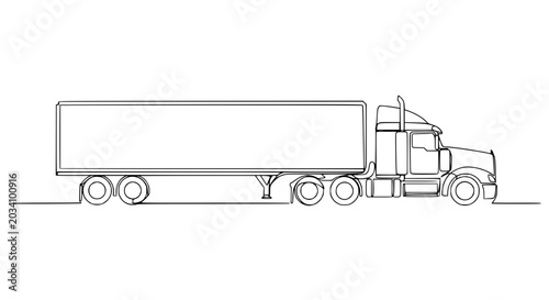 Quadro su tela Semi Truck Trailer on Wheels.