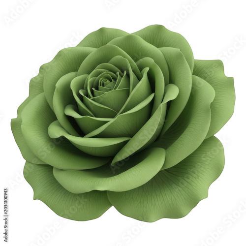 Single sage green rose blossom isolated on a transparent background