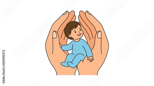 Tableau sur toile Baby held in caring hands