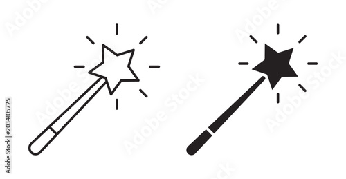 Tableau sur toile Magic wand star icon for fantasy enchantment and digital selection