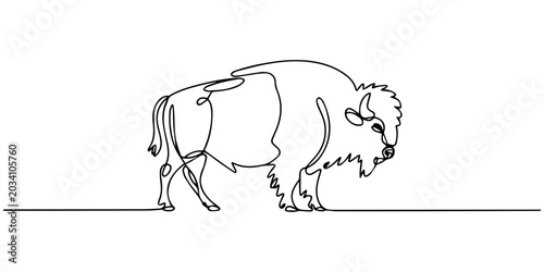Foto Continuous line drawing of American Bison