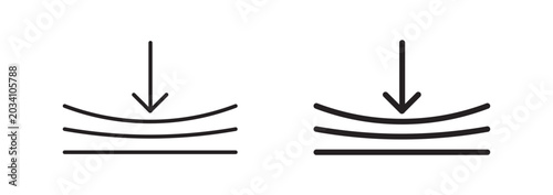 Photography Compression icon with downward arrow pressing on horizontal layers