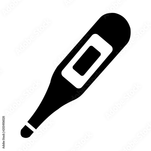 thermometer black solid medical illustration