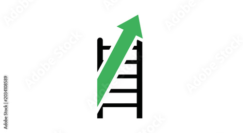 Illustration depicting advancement and growth using a ladder and an upward-pointing arrow design