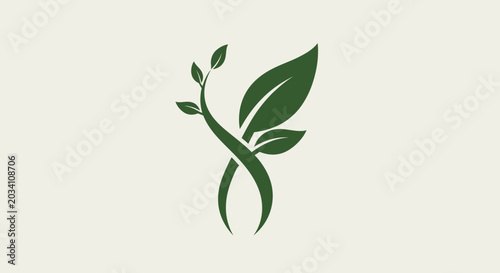 Minimalist green plant icon depicting growth and vitality on a neutral background