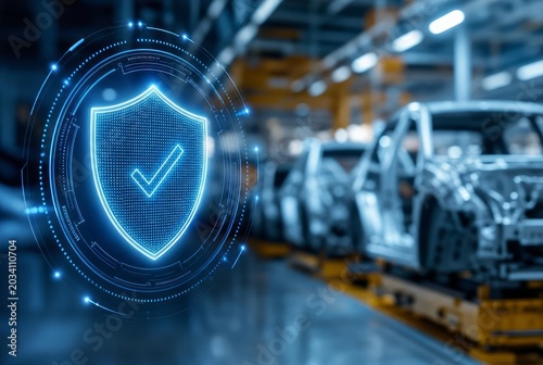 Cybersecurity Shield with Factory Automation