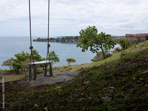 bench on the shore of lake