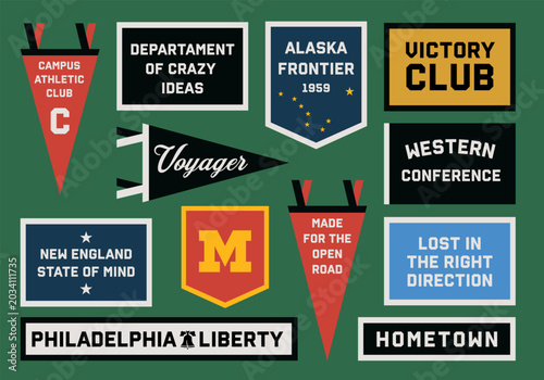 Vintage American Pennant Banners Set
