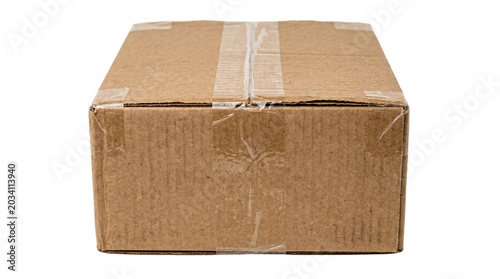 Slika na platnu Cardboard box for shipping isolated on transparent background png providing storage and packaging functionality