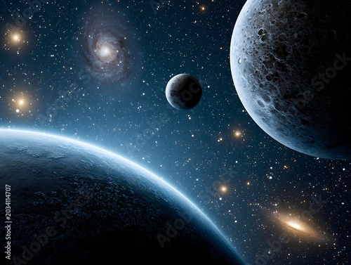 Planets and Galaxies in Deep Space