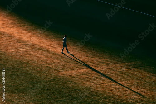 Lone Walker on Field