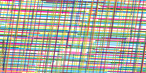 Bild auf Leinwand Chaotic abstract grid pattern with a multitude of intersecting lines in shades of blue and green, creating a dynamic and complex network on a light backdrop