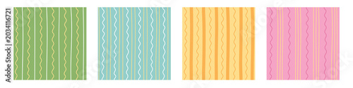 Cute hand drawn wavy and straight lines seamless pattern set. Vertical stripes background for wrapping paper, fabric, wallpaper