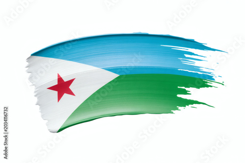Patriotic pride shines through artistic Djibouti flag brushstroke for national celebrations and cultural events in vibrant hues
