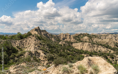 Panoramic View of Arid Hills and Canyons in Vashlovani National Park