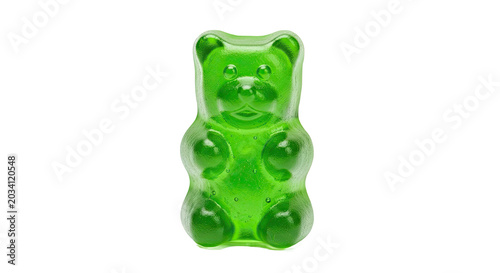Colorful gummy bear candy figurine isolated on transparent background in playful style