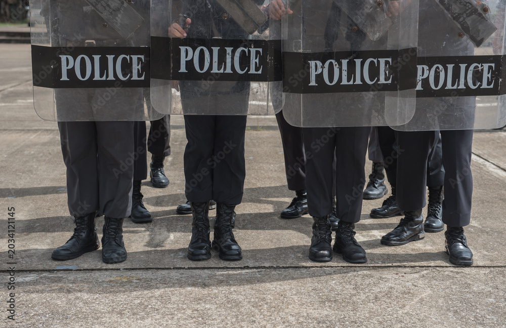 Fototapeta premium Riot police control the crowd training