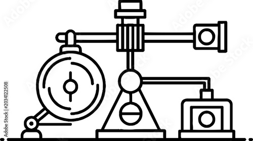Technical blueprint of a mechanical scientific apparatus