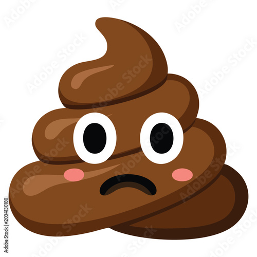 Foto Funny poop face character illustration in cartoon style isolated on white background, perfect for humorous emoji and fun themed visual content