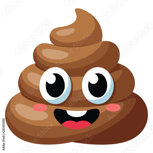 Foto Funny poop cartoon illustration isolated on white background, ideal for comedy themes, emoji graphics, playful stickers and funny character designs