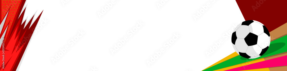 Fototapeta premium Soccer Banner with Ball and White Copy Space for Sports Marketing. Soccer football sport banner background template, modern sports design