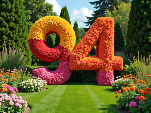 number 94 made from flowers