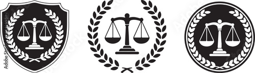 Schilderij op canvas Three justice scale icons with laurel wreaths
