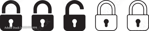 Foto Five different padlock icons in black and white