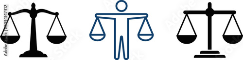 Quadro su tela Set of scales of justice icons representing law court integrity equality and leg