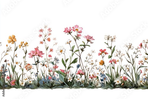 Watercolor floral border with mixed wildflowers (1)