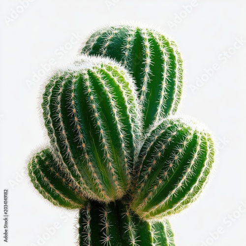 Close-up of a green cactus against a white background
