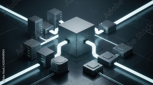 Modular data center node connecting server, storage, and network units for enterprise resource planning system integration.