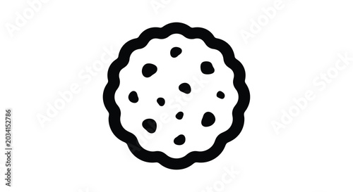 Vászonkép Chocolate Chip Cookie Silhouette A Black And White Outline