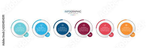 Business infographic template. 6 Step timeline journey. Process diagram, Infographic elements vector illustration