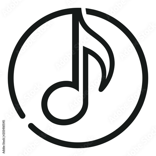 Bilde på lerret Black musical eighth note symbol inside a circle icon icon