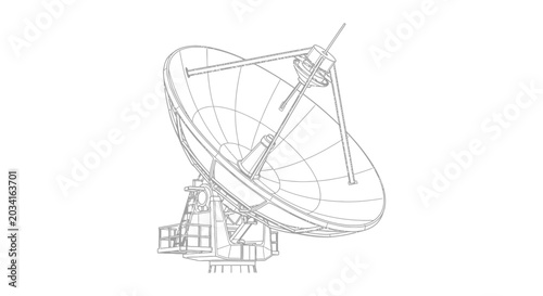 Fotografi Satellite dish technical illustration communication technology blueprint vector