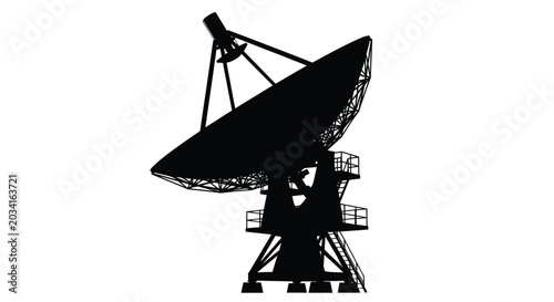 Cuadro en lienzo Radio telescope silhouette isolated on white background