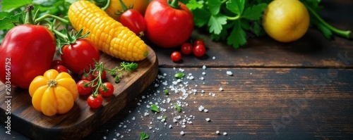 Culinary ingredients arranged on dark wood, copy space , wooden, ingredients, black