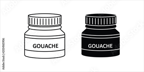 Foto Two gouache paint jars black and white