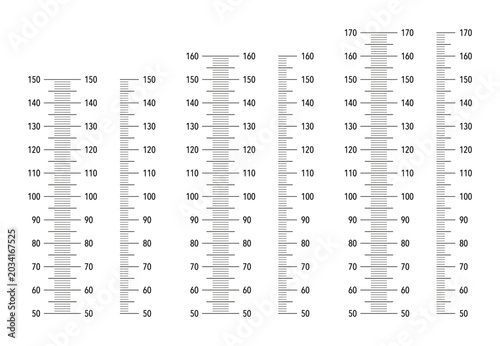 Bild auf Leinwand Template for kids wall growth 150, 160 cm and 170cm sticker isolated on a white background