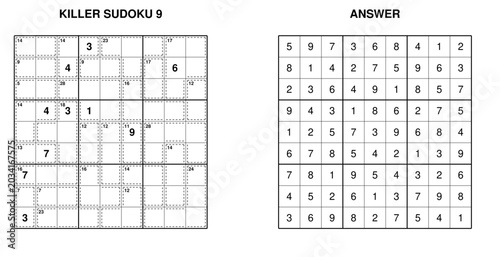 Bild auf Leinwand Sudoku puzzle and solution on a paper background