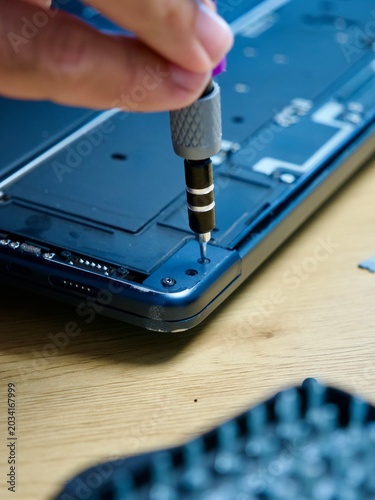 Photography Hands Repairing Opened Laptop
