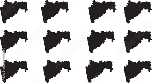 Foto Silhouettes of Maharashtra state map repeated in a grid pattern.