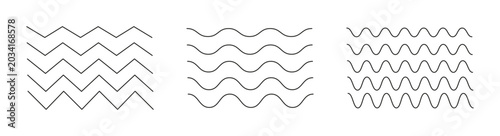 Tableau sur toile Wavy and zigzag horizontal vector underline