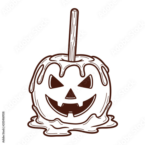 Halloween-themed red apple vector illustration