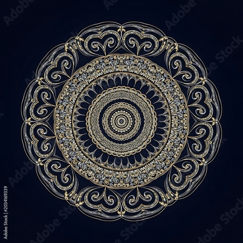 Intricate Circular Mandala Design with Ornate Patterns.