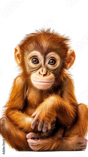 Curious young monkey with expressive eyes and soft fur