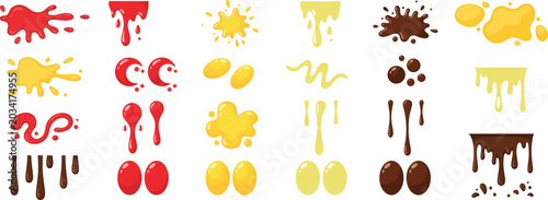 Foto Liquid splash illustration collection featuring drips, blobs, paint splatters, s