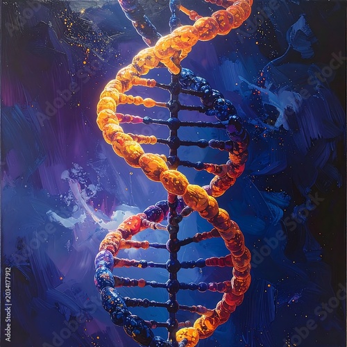 Glowing Abstract Dna Helix Twisting in Deep Blue Scientific Background