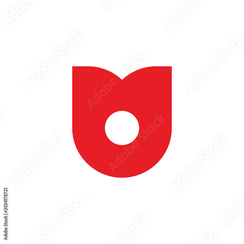 letter m red tulip simple geometric logo vector